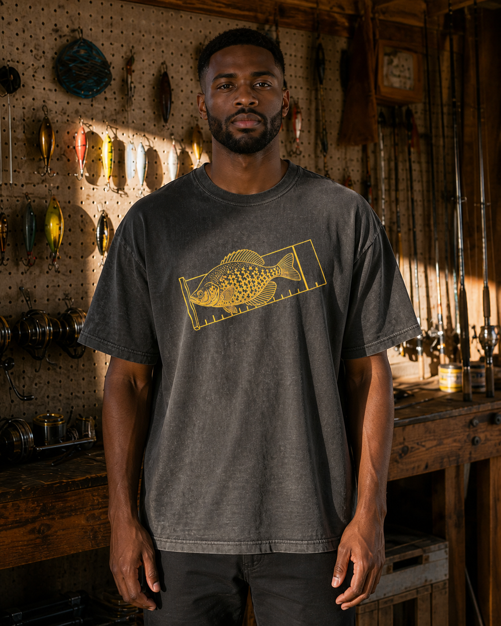 Keeper washed tee — washed black, worn, front