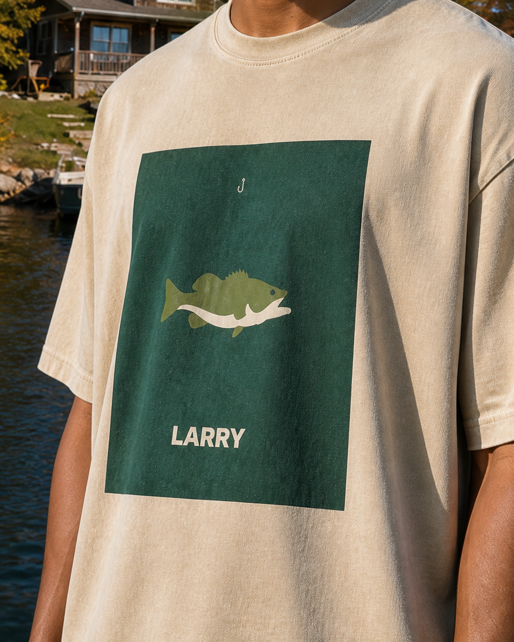 Larry washed tee — washed bone, worn, side