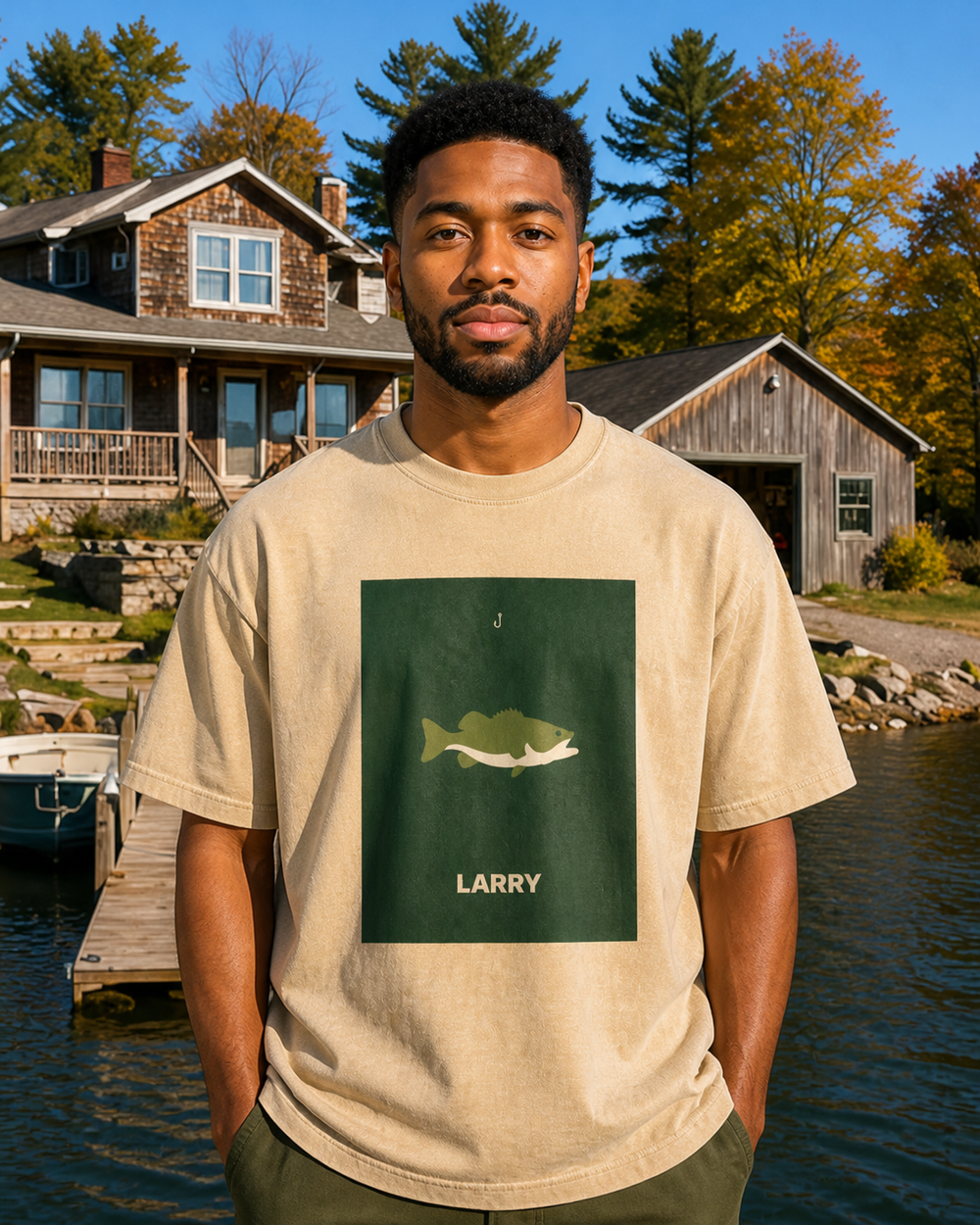 Larry washed tee — washed bone, worn, front