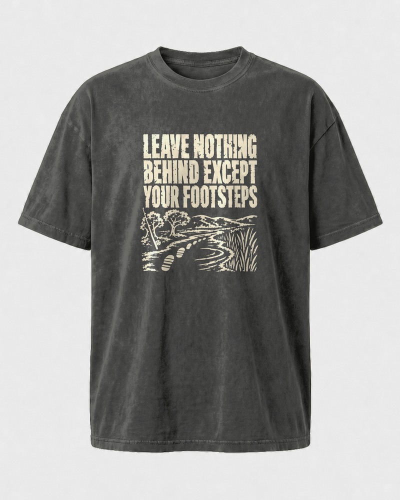 Leave Nothing Behind washed tee — washed black, front