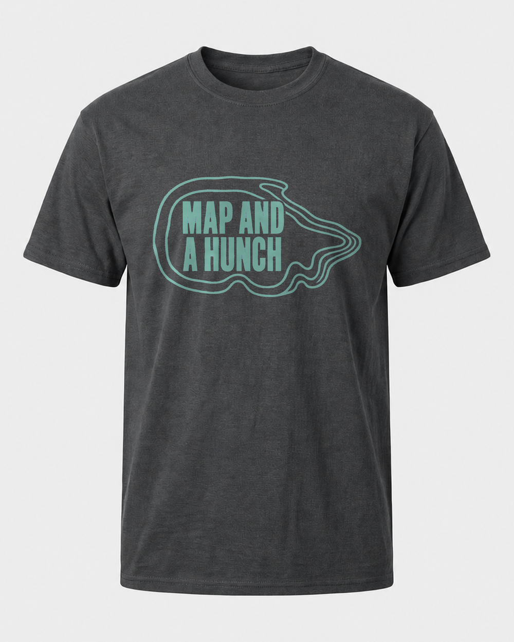 Map And A Hunch tee — dark heather, front