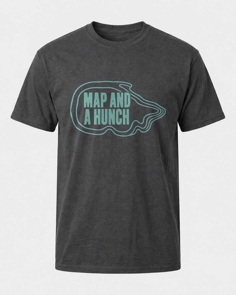 Map And A Hunch tee — dark heather, front