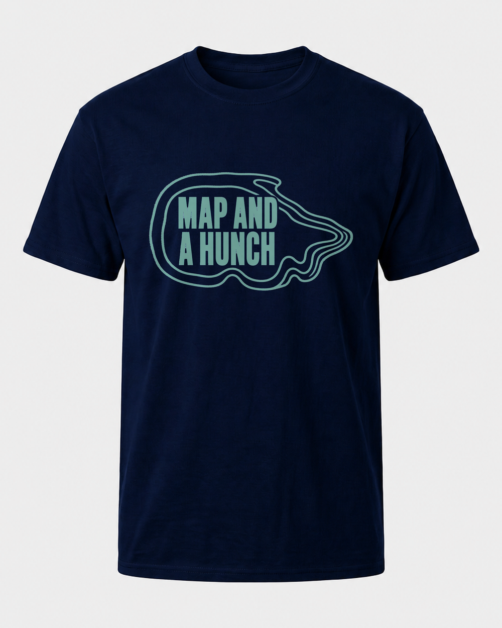 Map And A Hunch tee — navy, front