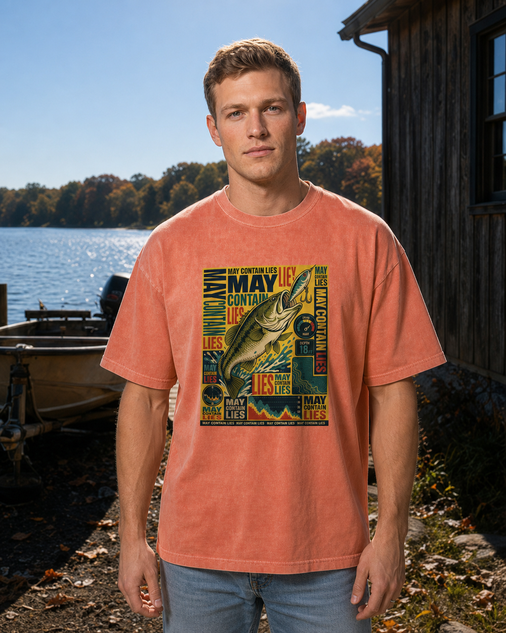 May Contain Lies washed tee — worn, front