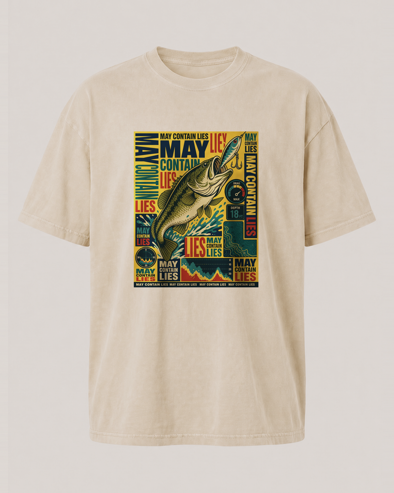 May Contain Lies washed tee — washed bone, front