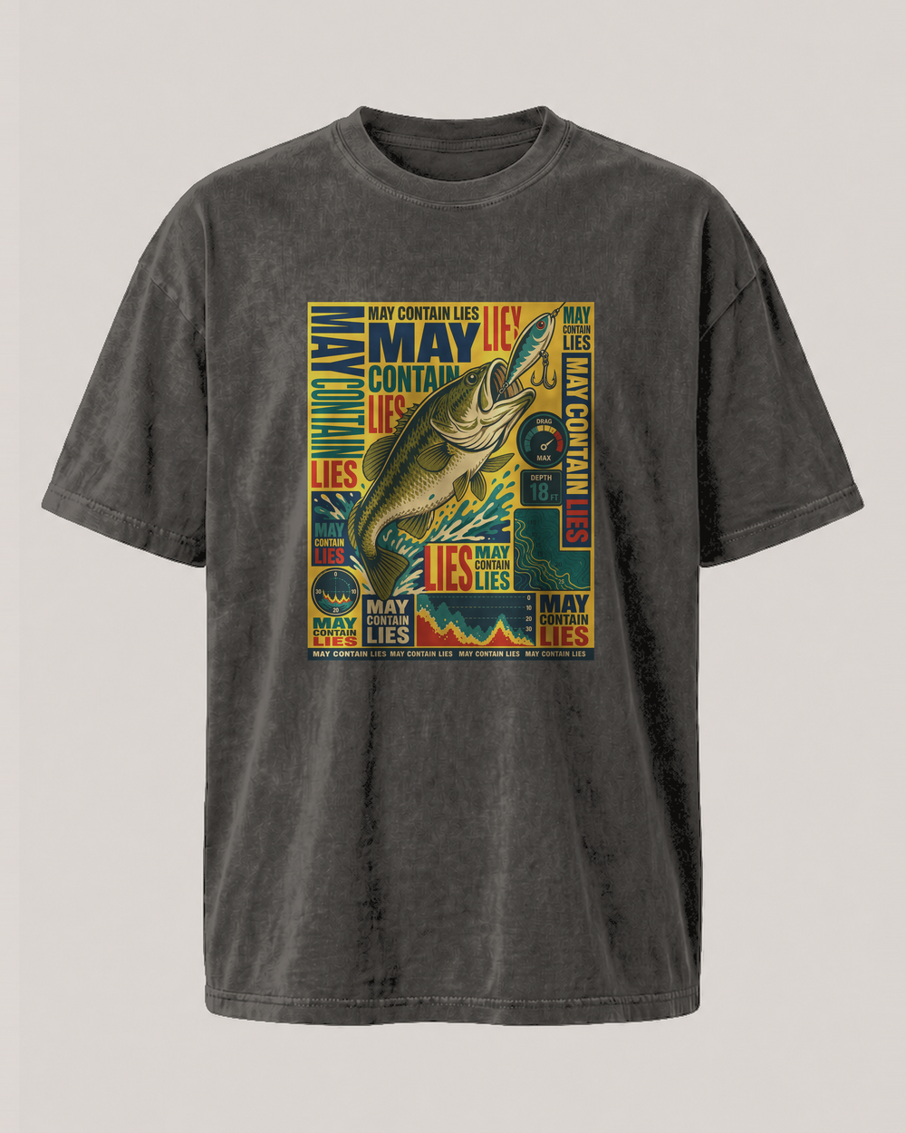 May Contain Lies washed tee — washed black, front