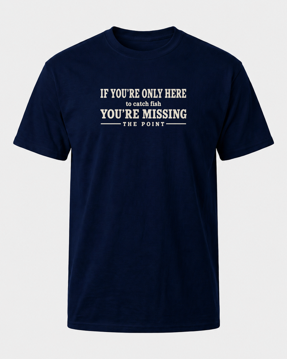 Missing The Point tee — navy, front