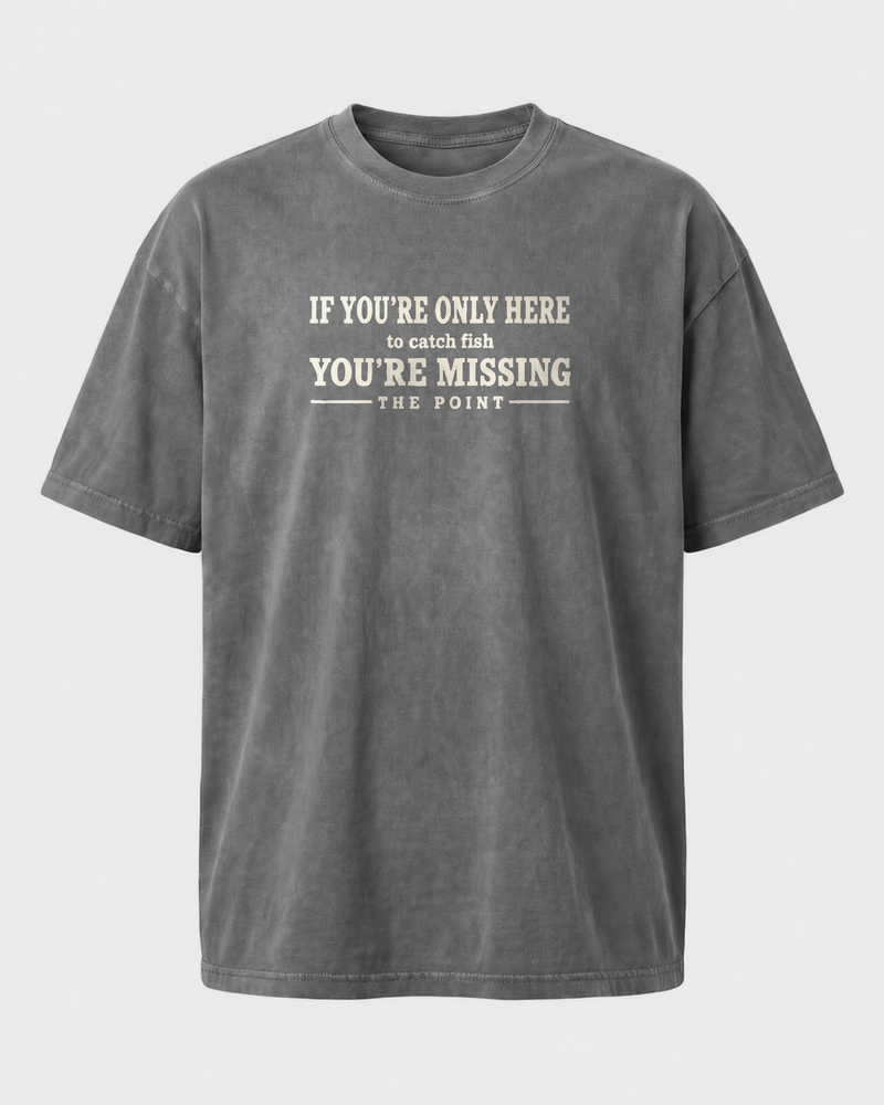 Missing The Point washed tee — washed charcoal, front