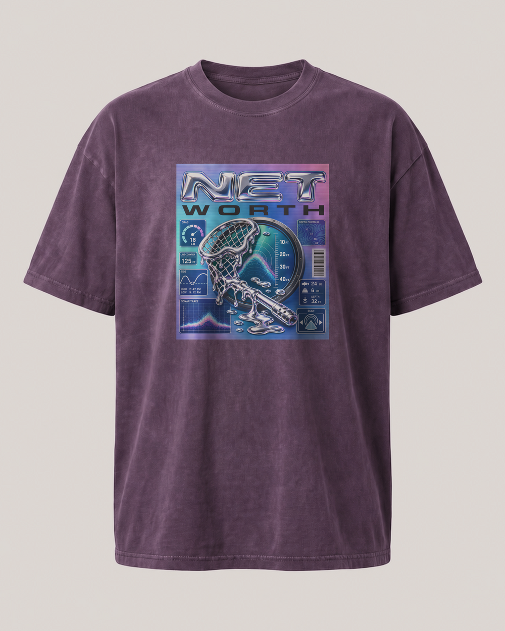 Net Worth washed tee — washed violet, front
