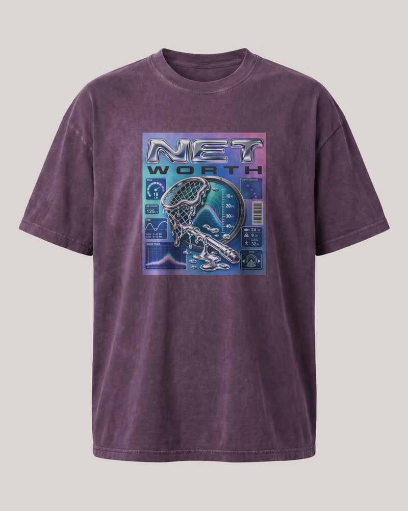 Net Worth washed tee — washed violet, front