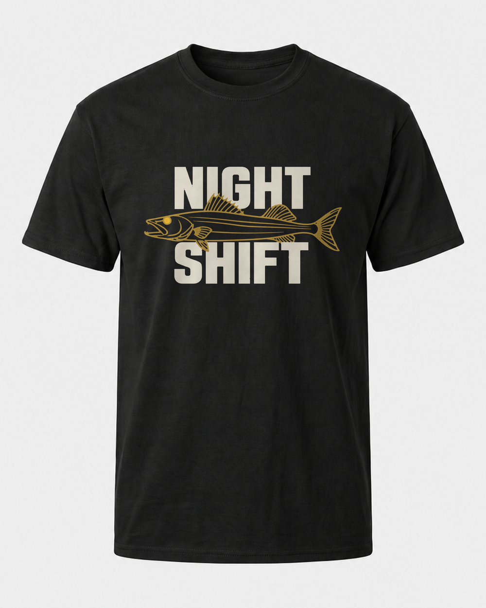 Night Shift tee — black, front