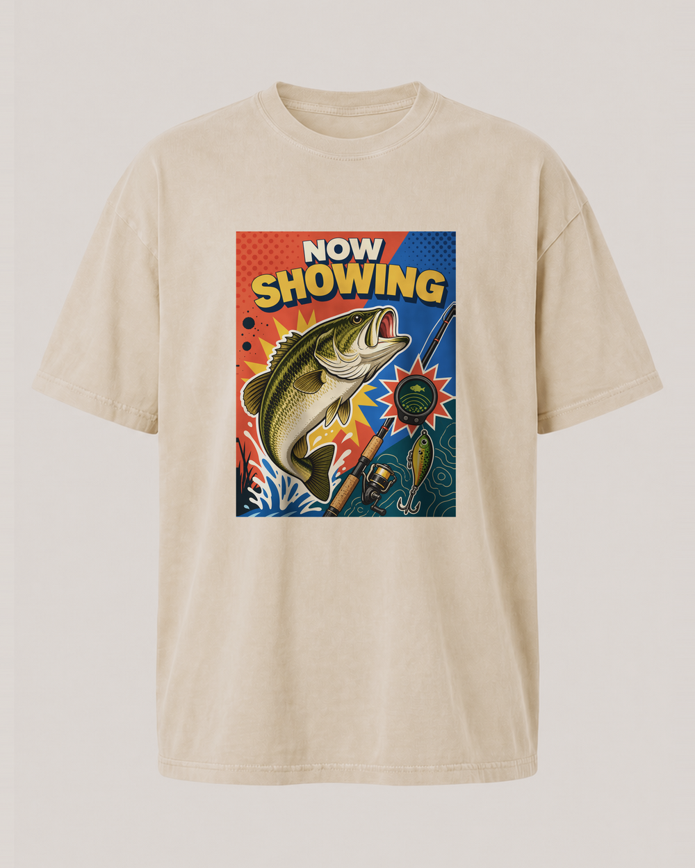 Now Showing washed tee — washed bone, front