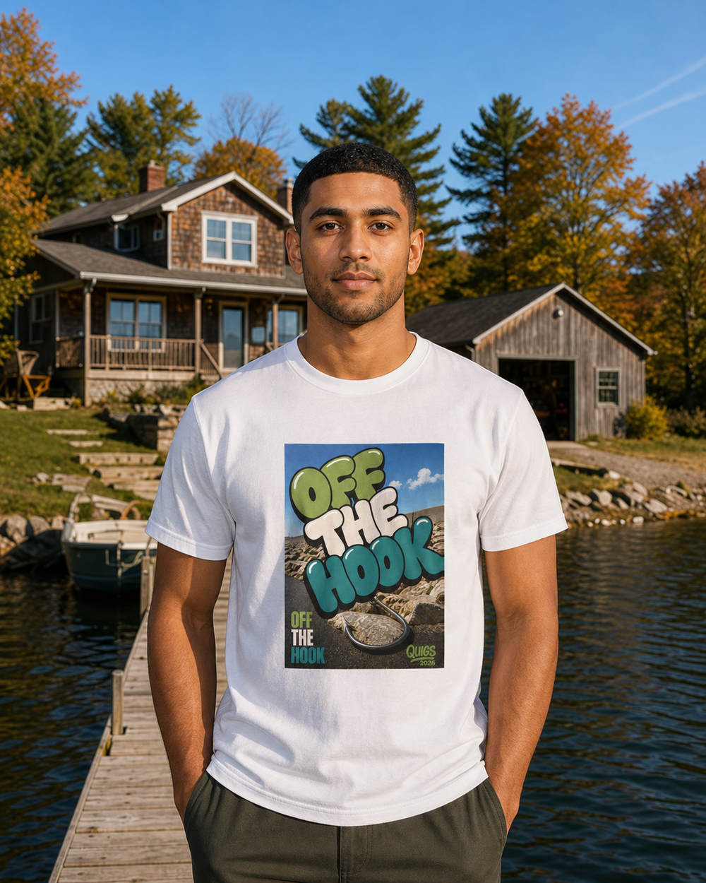 Off The Hook tee — worn, front