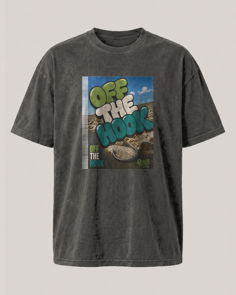 Off The Hook washed tee — washed black, front