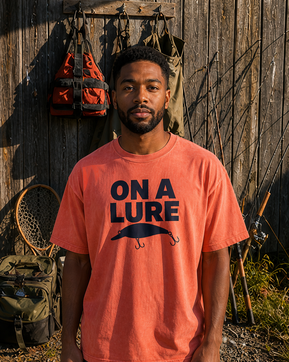 On A Lure Bold washed tee — worn, front