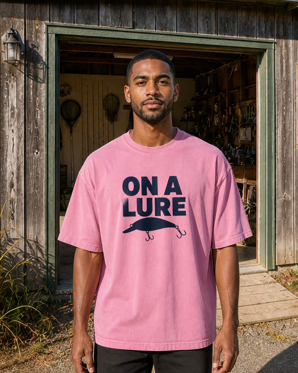 On A Lure Bold washed tee — worn, front
