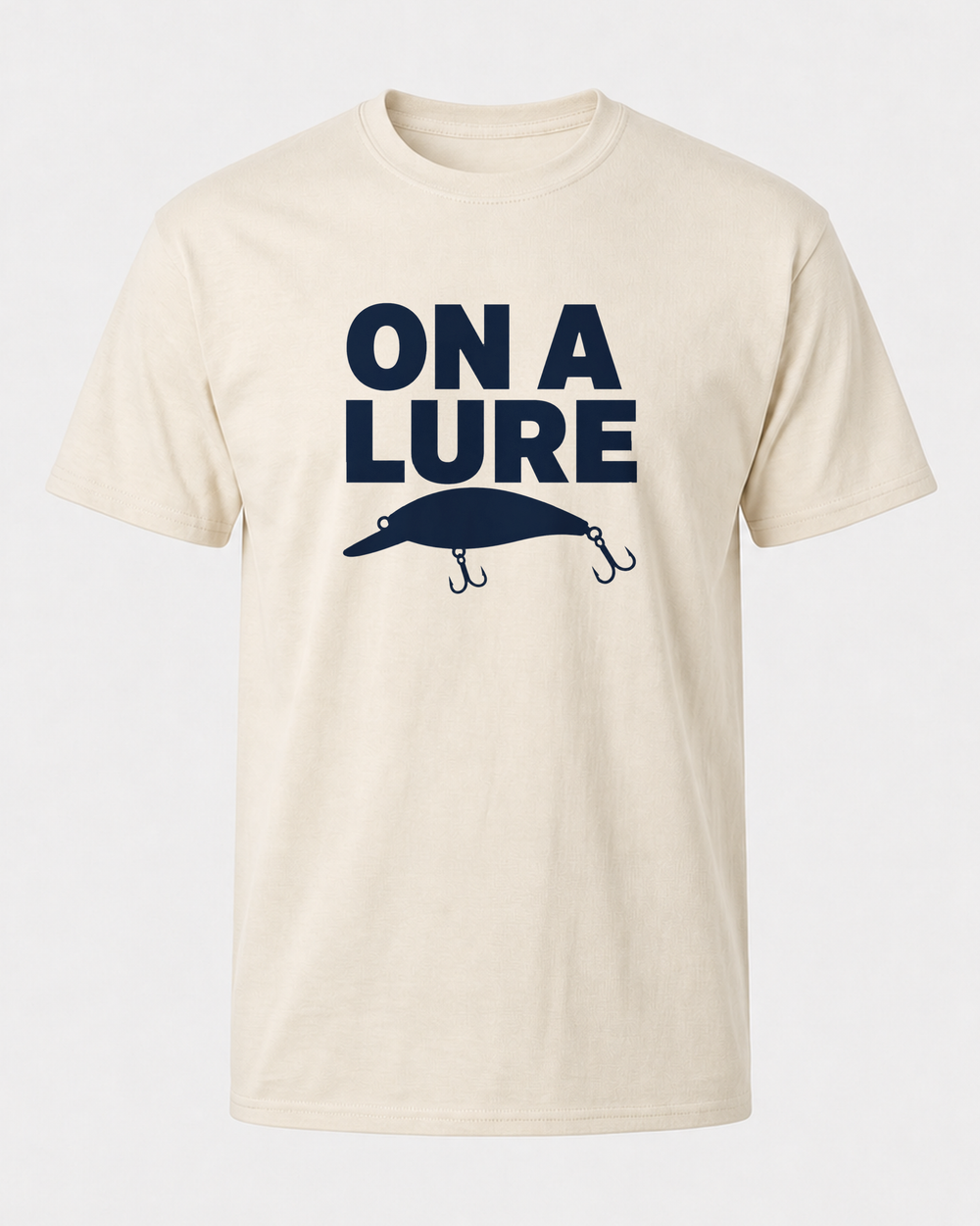 On A Lure Bold tee — bone, front
