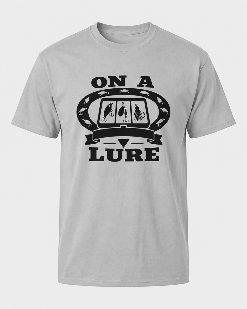 On A Lure Heritage tee — sports grey, front