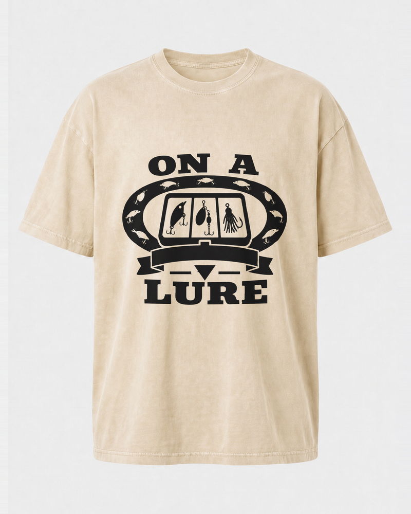 On A Lure Heritage washed tee — washed bone, front