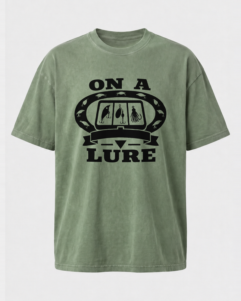 On A Lure Heritage washed tee — washed sage, front