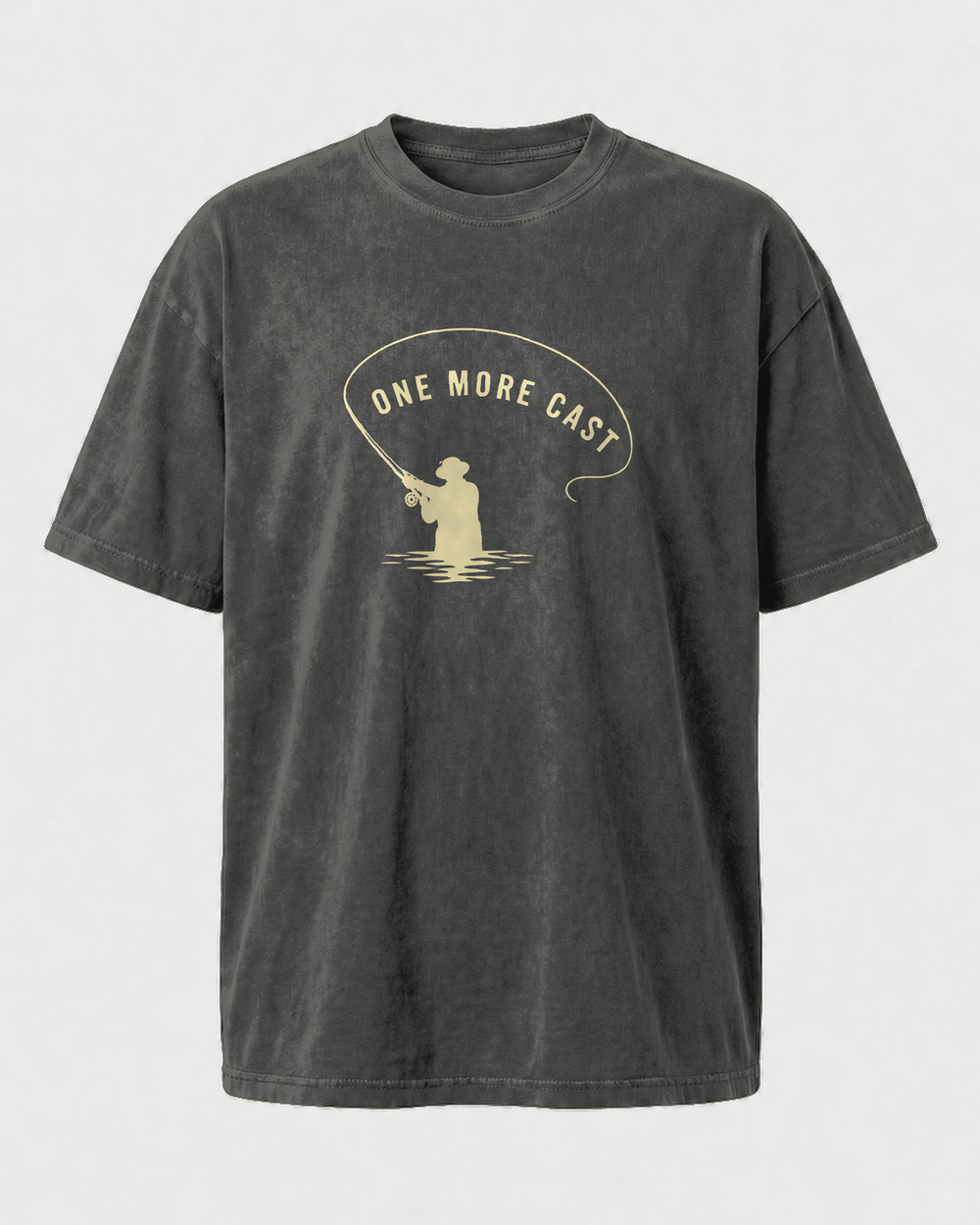 One More Cast Loop washed tee — washed black, front