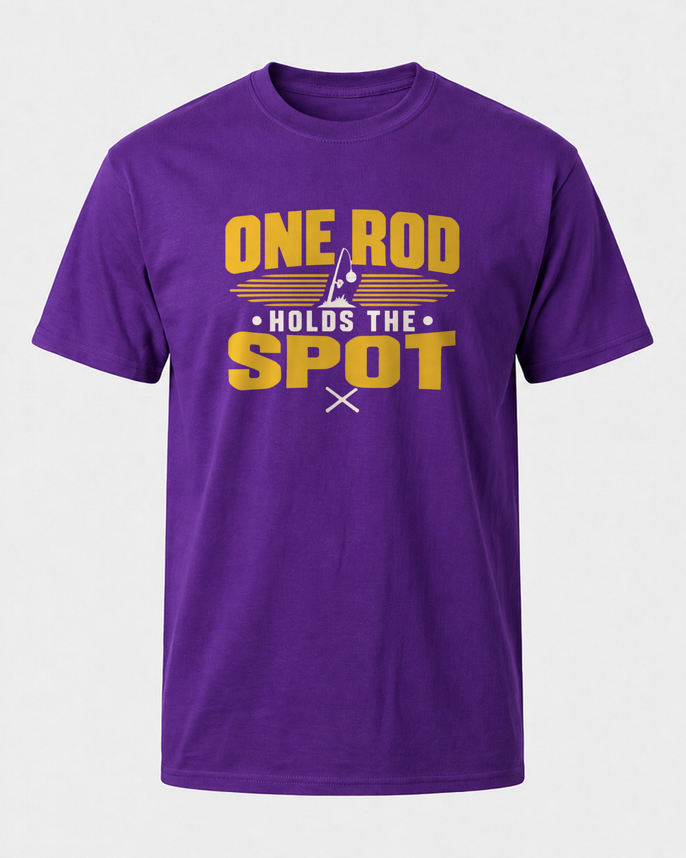 One Rod Holds The Spot Two Tone tee — purple, front