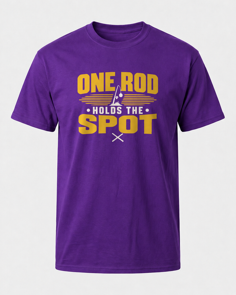 One Rod Holds The Spot Two Tone tee — purple, front