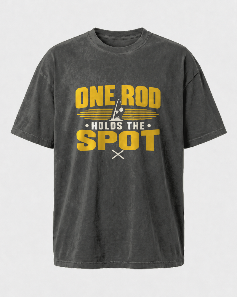 One Rod Holds The Spot Two Tone washed tee — washed black, front