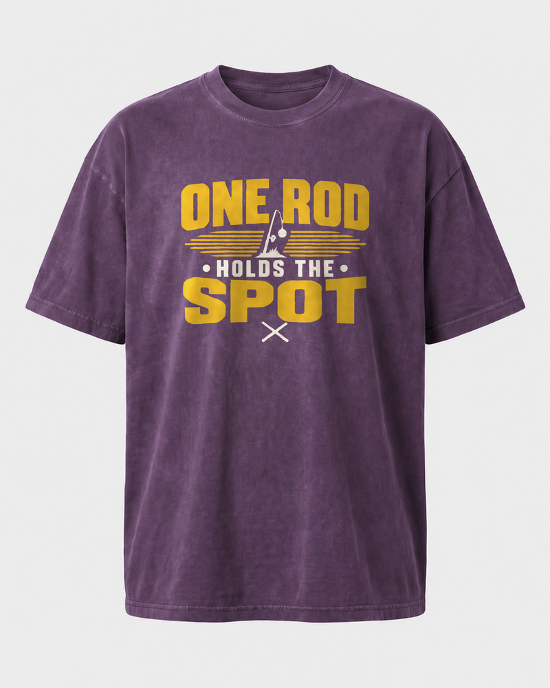 One Rod Holds The Spot Two Tone washed tee — washed violet, front