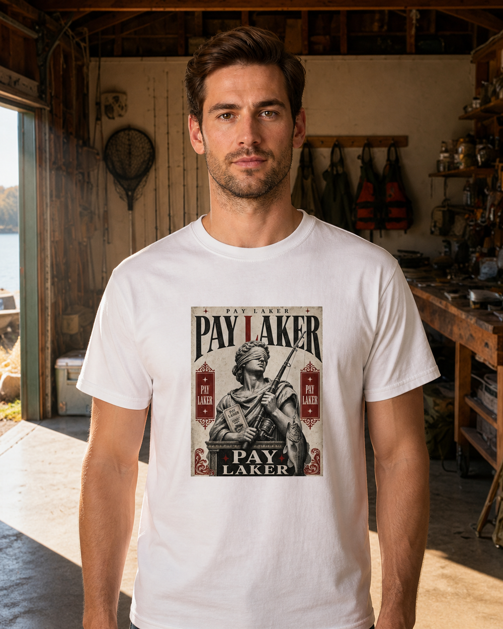 Pay Laker tee — worn, front