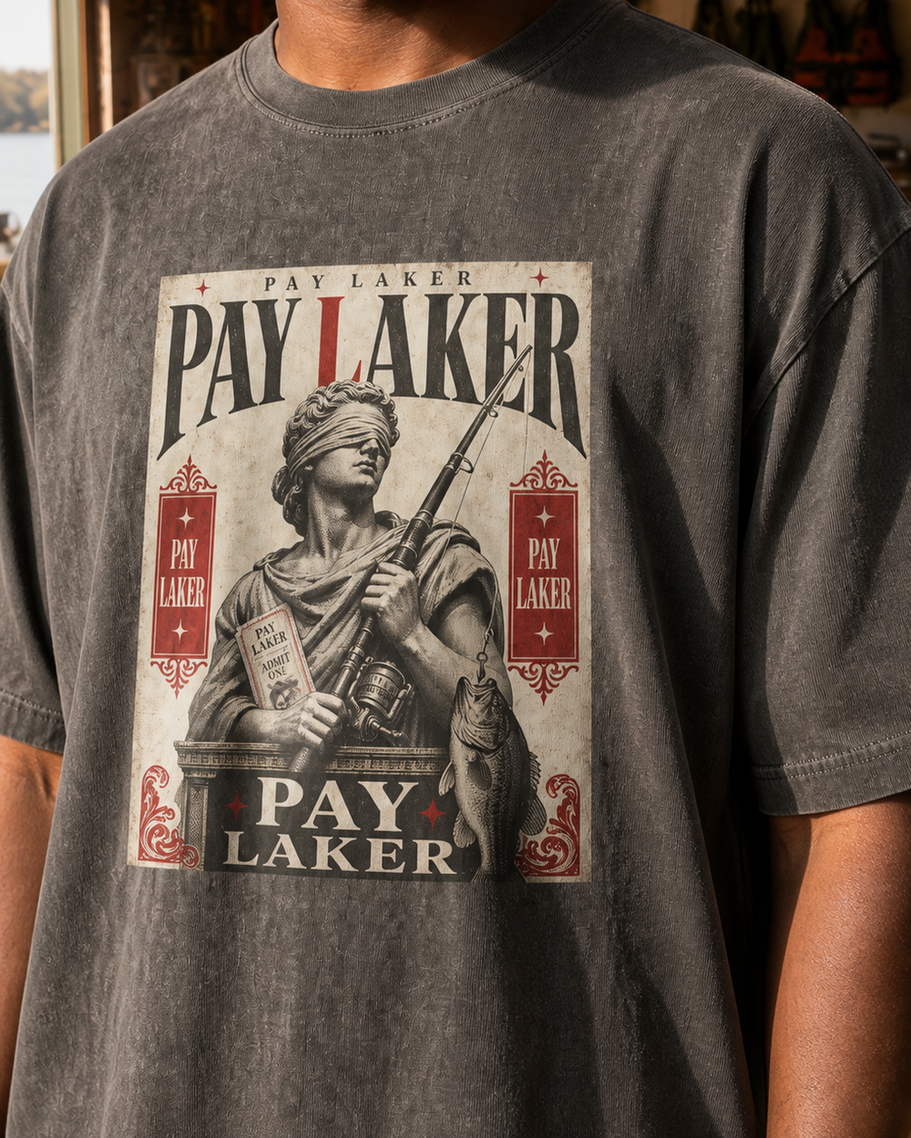 Pay Laker washed tee — washed black, worn, side