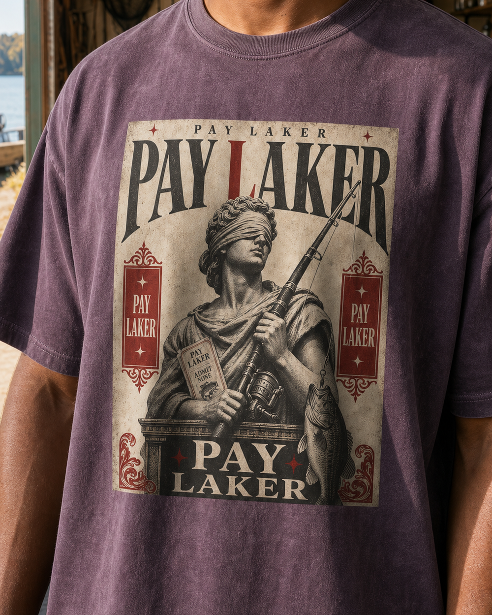 Pay Laker washed tee — washed violet, worn, side