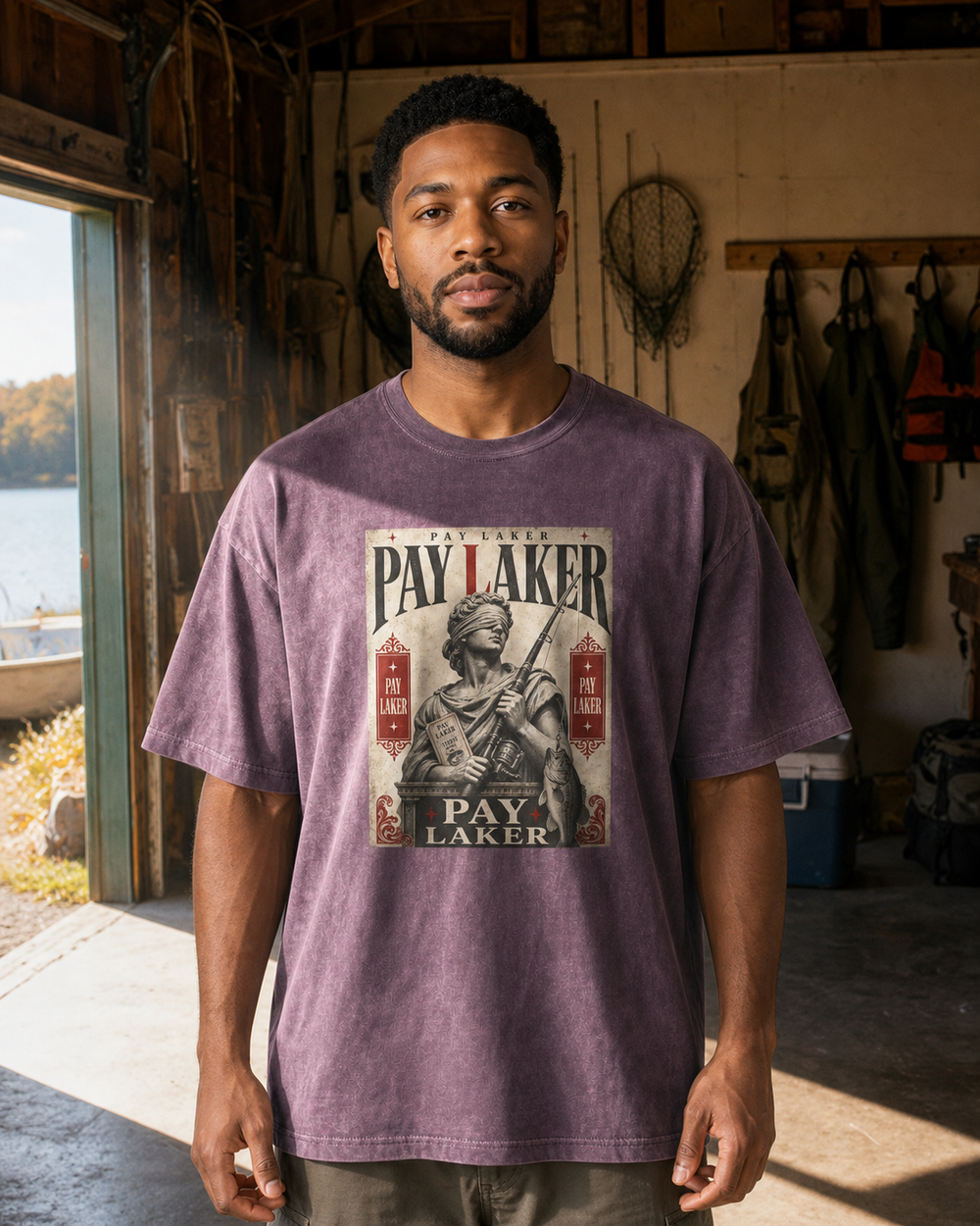 Pay Laker washed tee — washed violet, worn, front