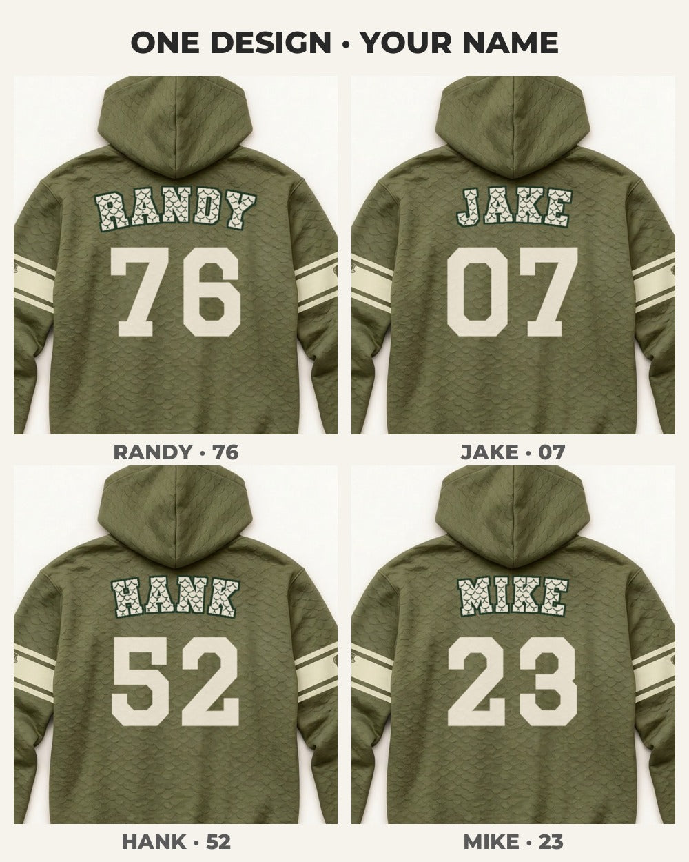 Personalized Angler Jersey All-Over Print Hoodie — four versions