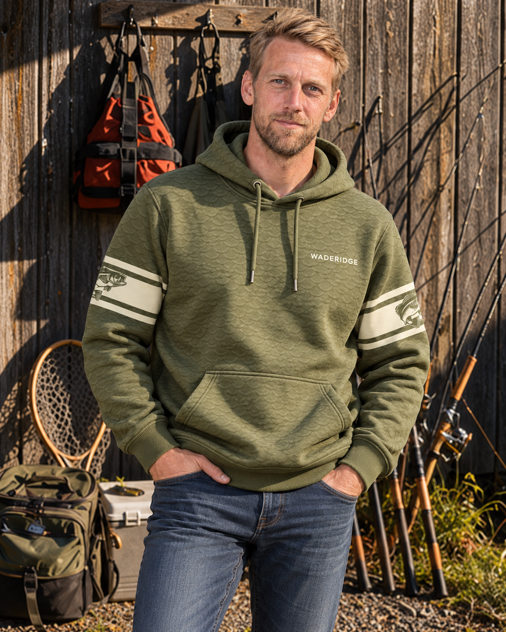 Personalized Angler Jersey All-Over Print Hoodie — model front