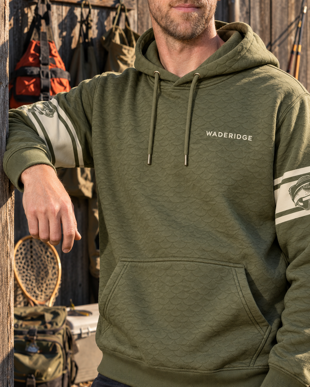 Personalized Angler Jersey All-Over Print Hoodie — model angle