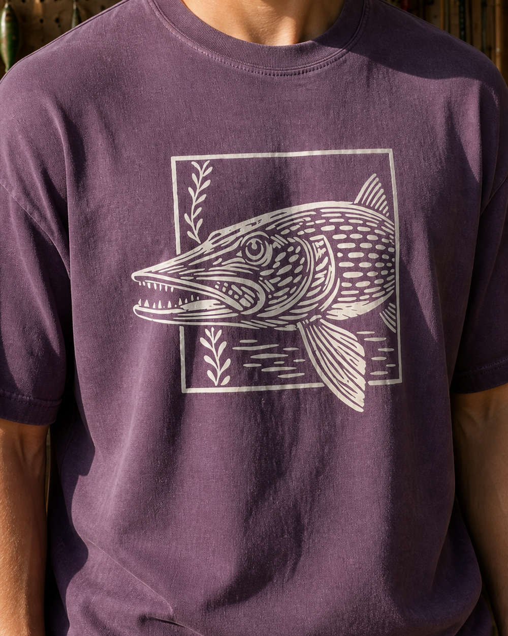 Pike Breaking Frame washed tee — washed violet, worn, side