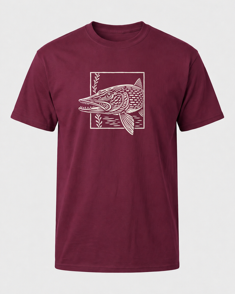 Pike Breaking Frame tee — maroon, front