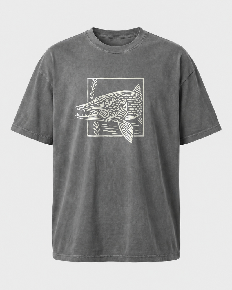Pike Breaking Frame washed tee — washed charcoal, front