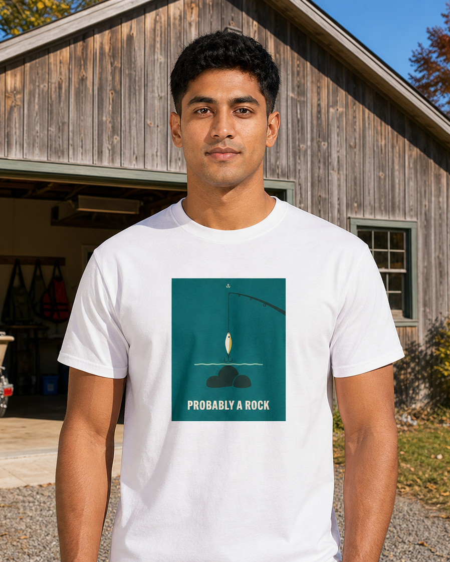 Probably A Rock tee — worn, front