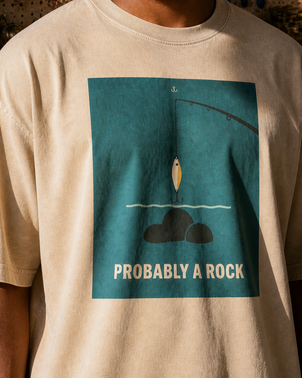 Probably A Rock washed tee — washed bone, worn, side