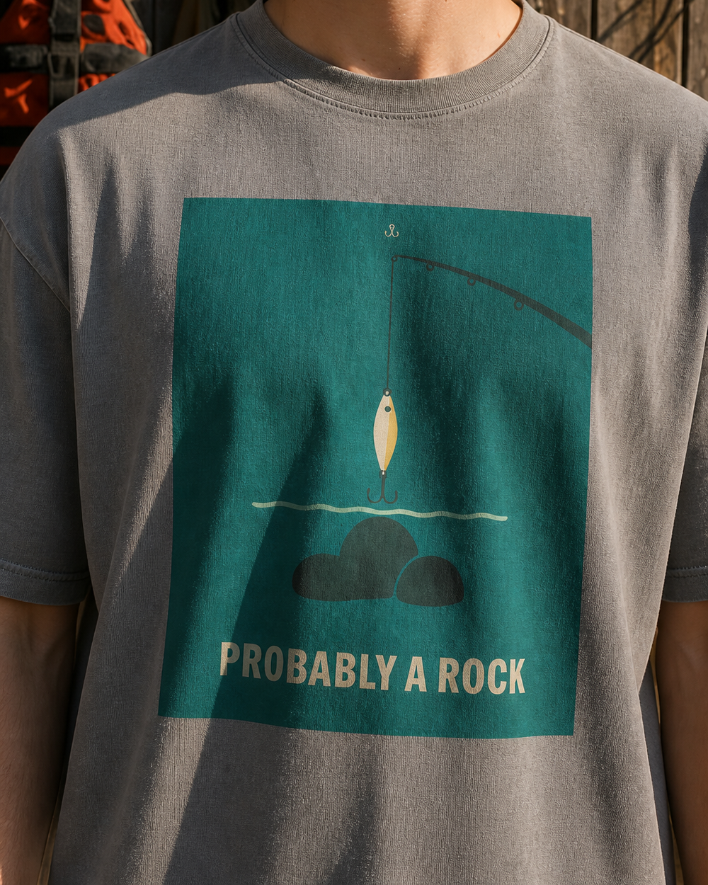 Probably A Rock washed tee — washed charcoal, worn, side