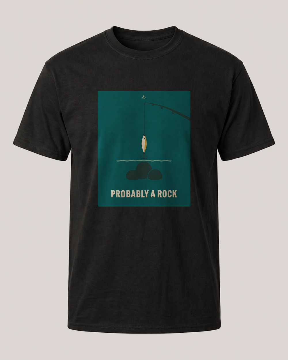 Probably A Rock tee — black, front