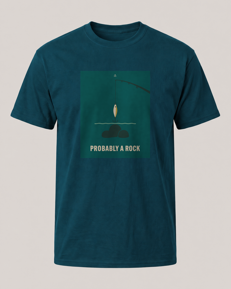 Probably A Rock tee — midnight navy, front