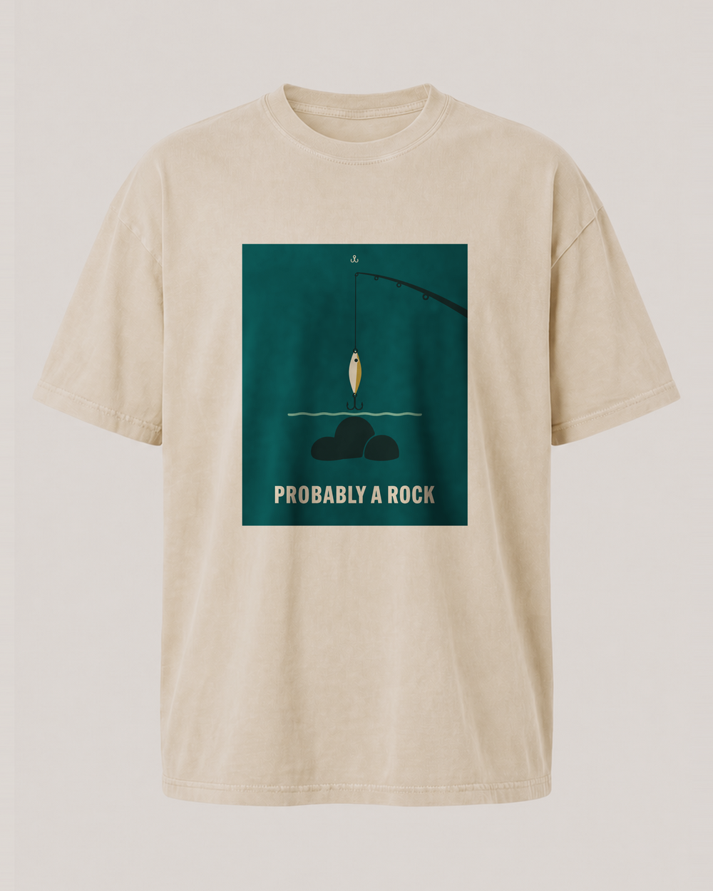 Probably A Rock washed tee — washed bone, front