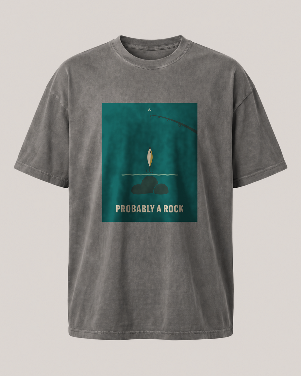 Probably A Rock washed tee — washed charcoal, front
