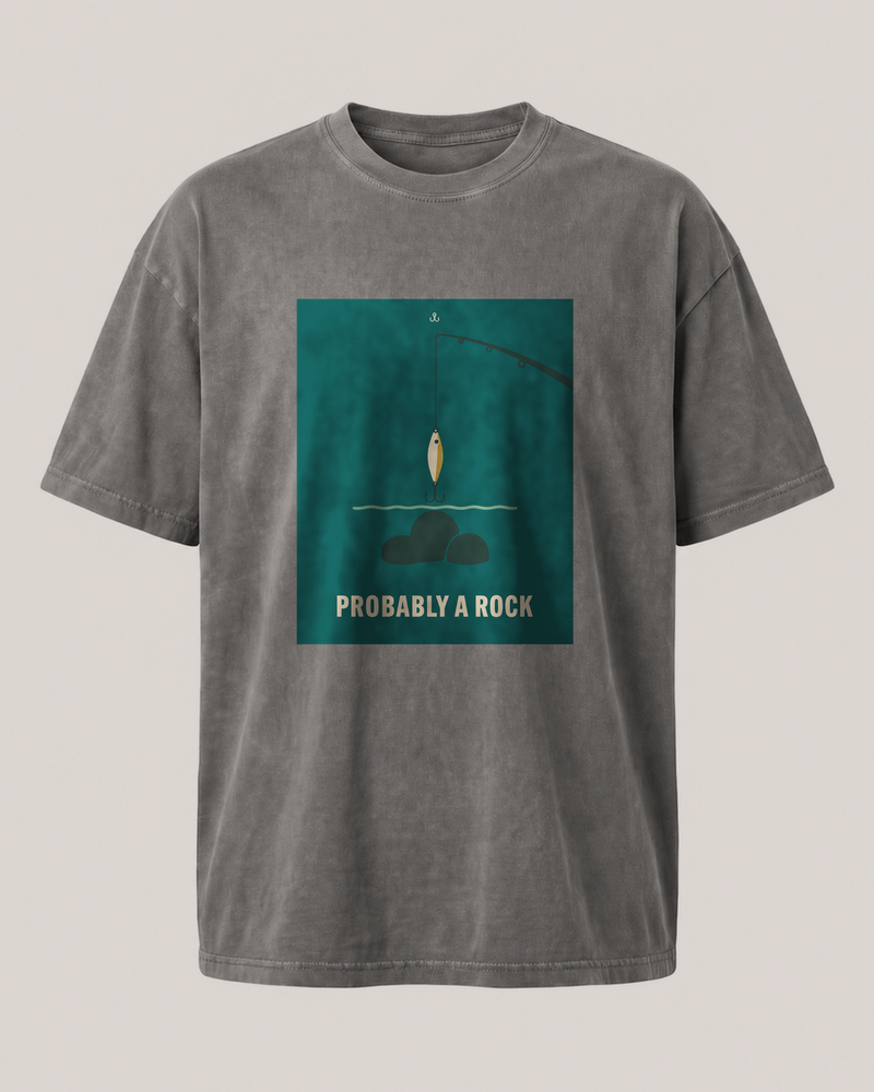 Probably A Rock washed tee — washed charcoal, front