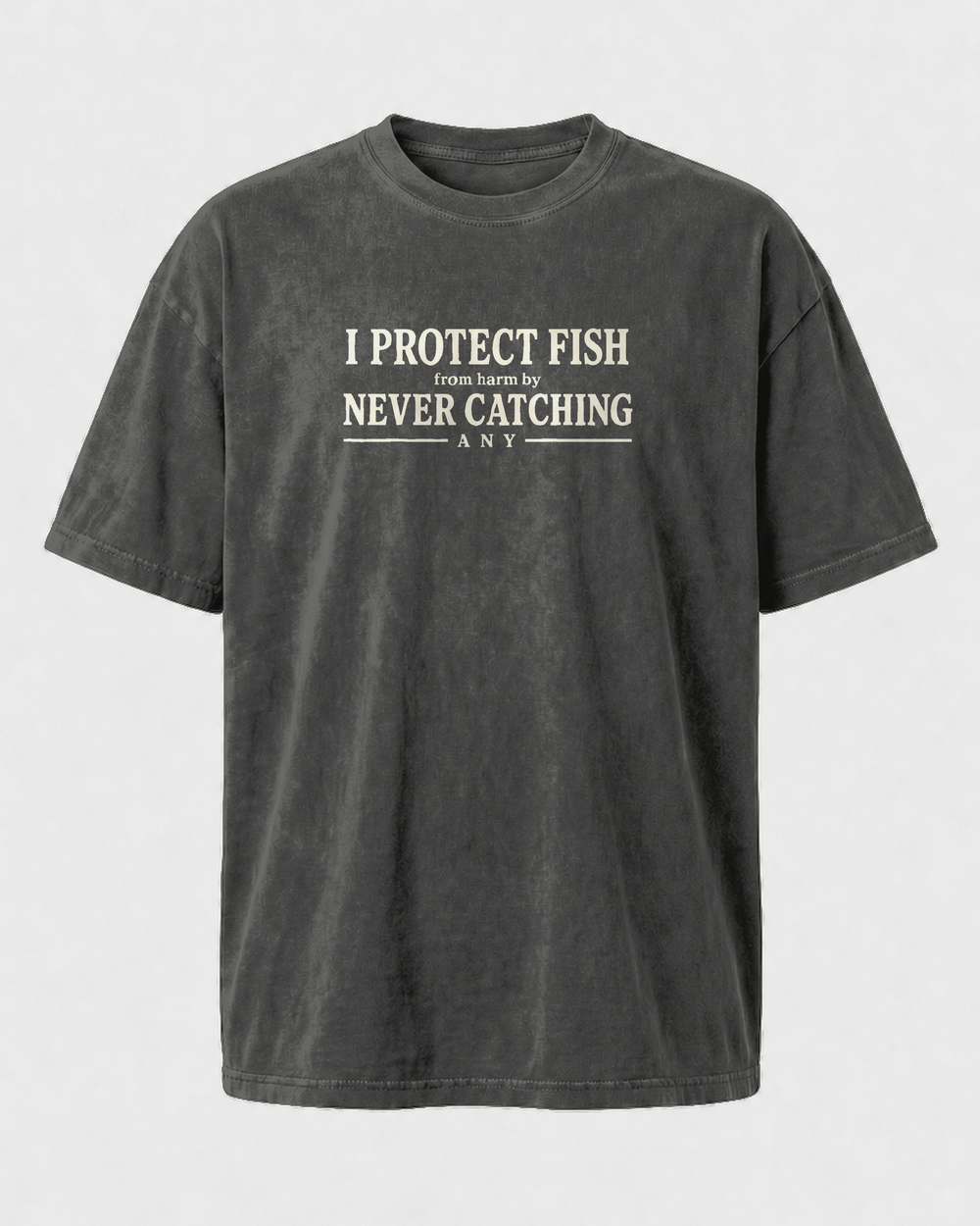 Protect Fish washed tee — washed black, front