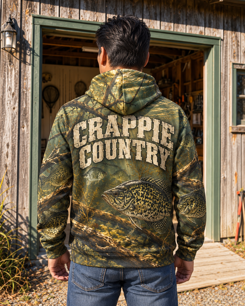Crappie Country All-Over Print Hoodie — front
