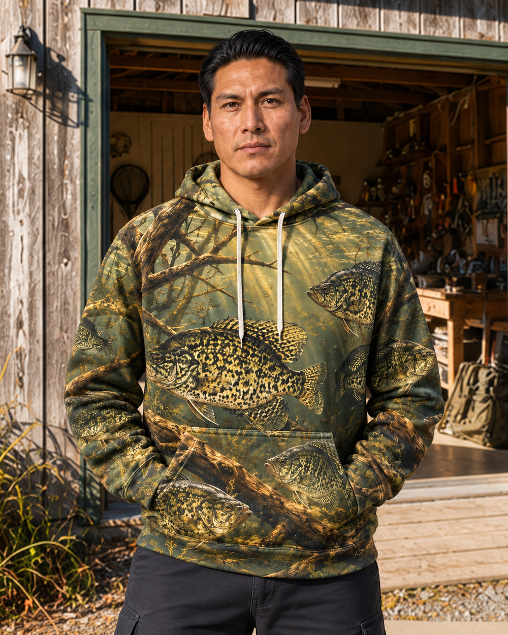 Crappie Country All-Over Print Hoodie — model front